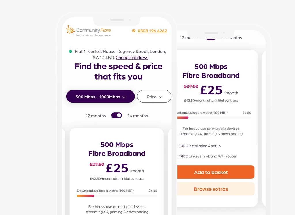 Community Fibre mobile product package screenshot