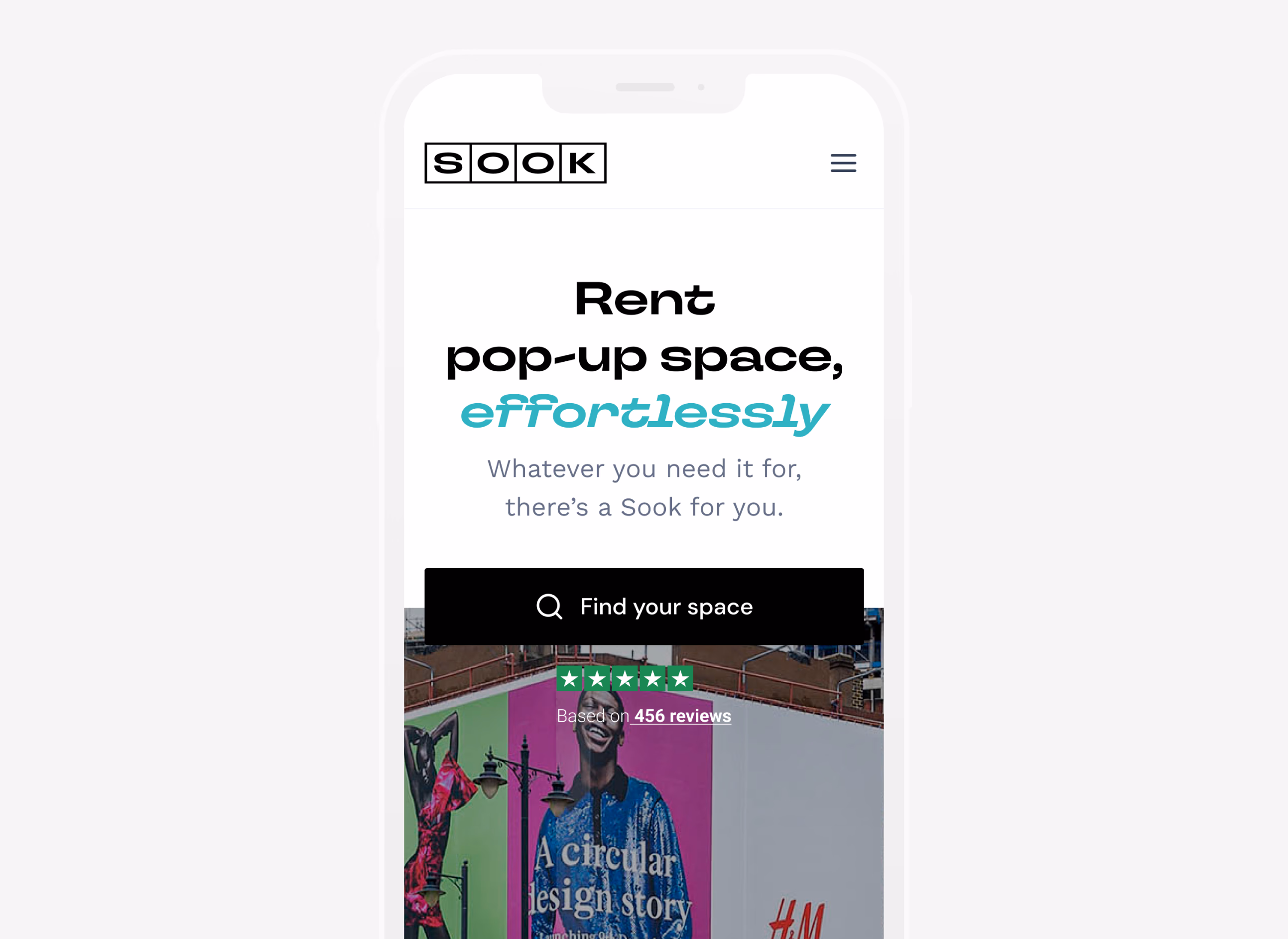 Sook mobile homepage screenshot